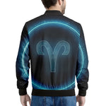Blue Aries Zodiac Sign Print Men's Bomber Jacket