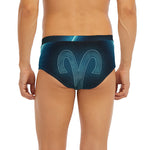 Blue Aries Zodiac Sign Print Men's Briefs