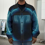 Blue Aries Zodiac Sign Print Men's Shirt Jacket
