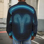 Blue Aries Zodiac Sign Print Men's Shirt Jacket