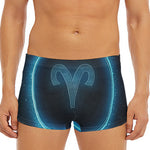 Blue Aries Zodiac Sign Print Men's Short Boxer Briefs