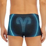 Blue Aries Zodiac Sign Print Men's Short Boxer Briefs