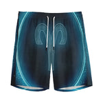 Blue Aries Zodiac Sign Print Men's Sports Shorts