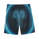 Blue Aries Zodiac Sign Print Men's Sports Shorts