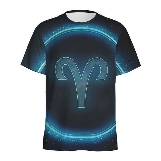Blue Aries Zodiac Sign Print Men's Sports T-Shirt