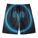 Blue Aries Zodiac Sign Print Men's Swim Trunks