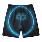 Blue Aries Zodiac Sign Print Men's Swim Trunks