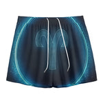 Blue Aries Zodiac Sign Print Mesh Shorts