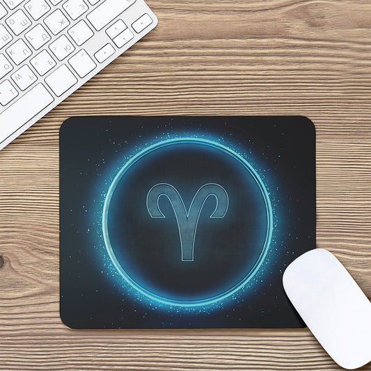 Blue Aries Zodiac Sign Print Mouse Pad