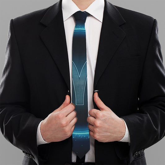 Blue Aries Zodiac Sign Print Necktie