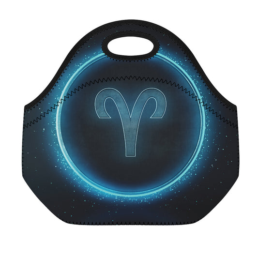 Blue Aries Zodiac Sign Print Neoprene Lunch Bag