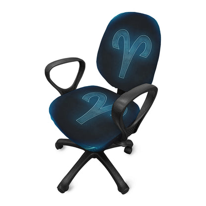Blue Aries Zodiac Sign Print Office Chair Cover