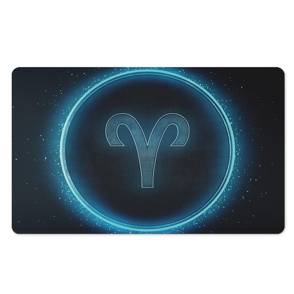Blue Aries Zodiac Sign Print Polyester Doormat