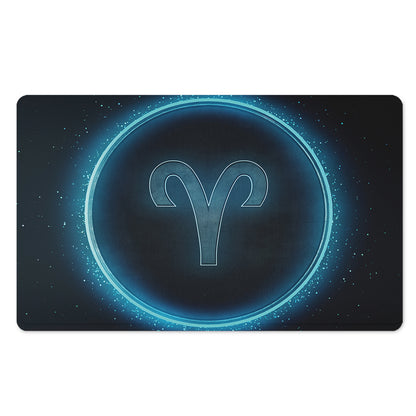 Blue Aries Zodiac Sign Print Polyester Doormat