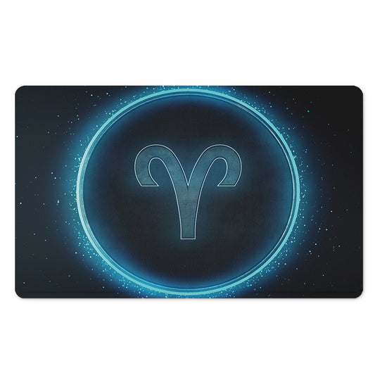 Blue Aries Zodiac Sign Print Polyester Doormat