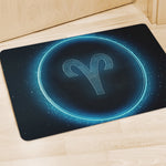 Blue Aries Zodiac Sign Print Polyester Doormat
