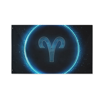 Blue Aries Zodiac Sign Print Polyester Flag