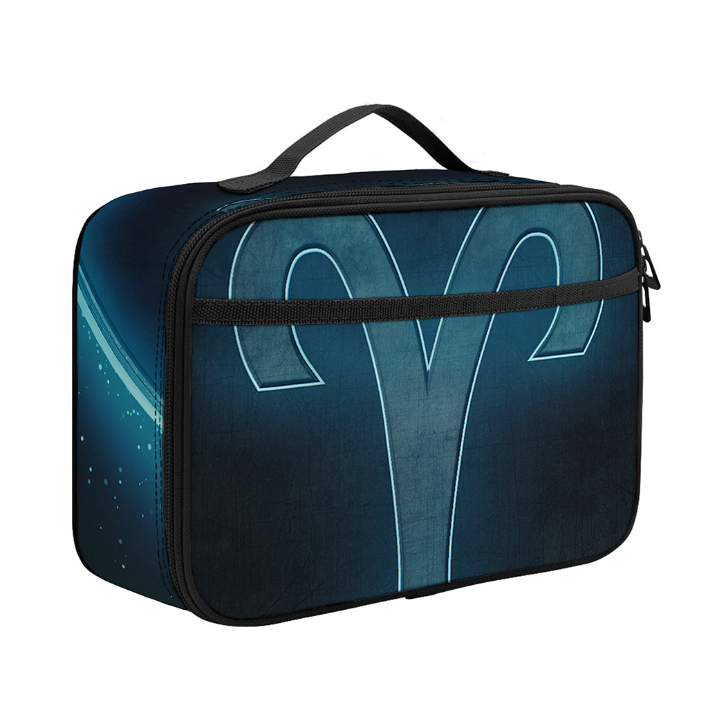 Blue Aries Zodiac Sign Print Portable Lunch Bag