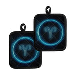 Blue Aries Zodiac Sign Print Pot Holders