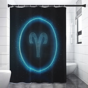 Blue Aries Zodiac Sign Print Premium Shower Curtain