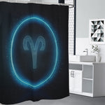 Blue Aries Zodiac Sign Print Premium Shower Curtain