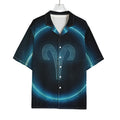 Blue Aries Zodiac Sign Print Rayon Hawaiian Shirt