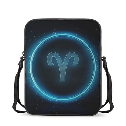 Blue Aries Zodiac Sign Print Rectangular Crossbody Bag