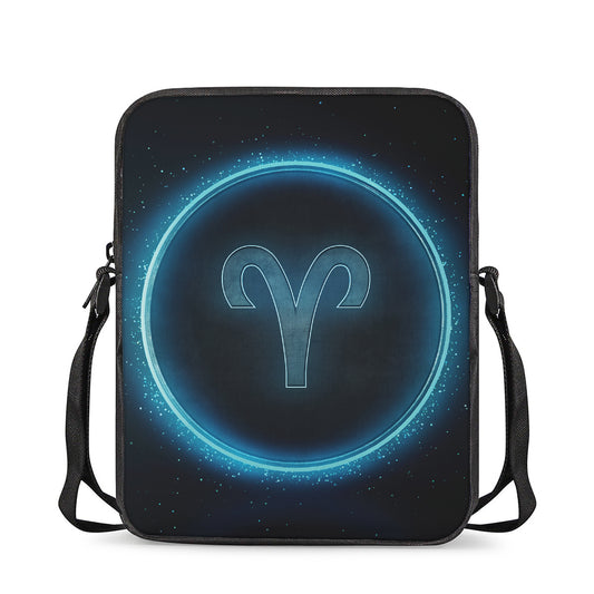 Blue Aries Zodiac Sign Print Rectangular Crossbody Bag