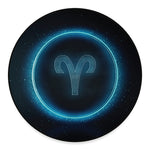 Blue Aries Zodiac Sign Print Round Floor Mat