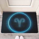 Blue Aries Zodiac Sign Print Rubber Doormat