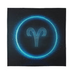 Blue Aries Zodiac Sign Print Silk Bandana