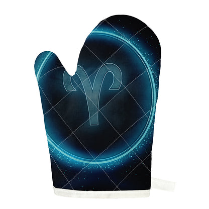 Blue Aries Zodiac Sign Print Single Oven Mitt