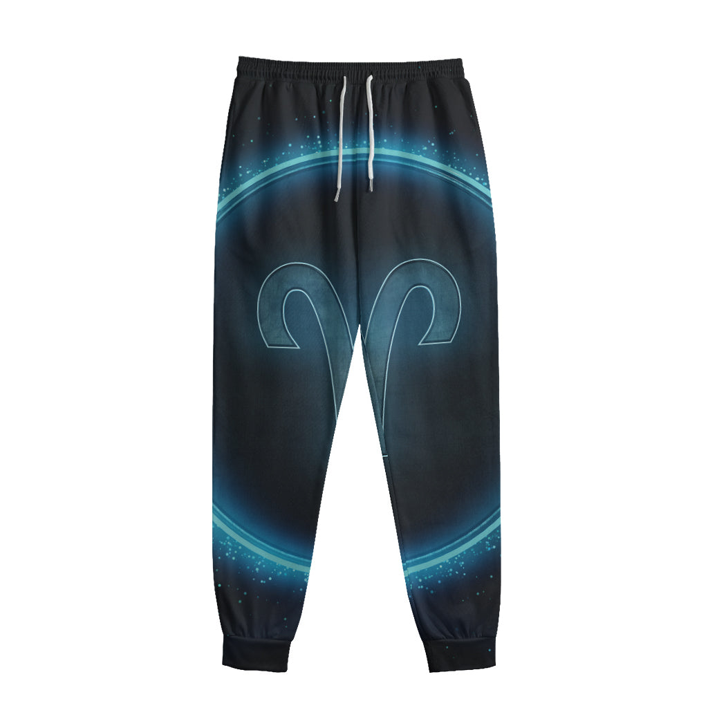Blue Aries Zodiac Sign Print Sweatpants