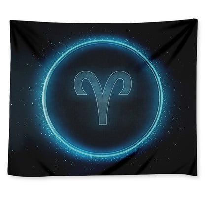 Blue Aries Zodiac Sign Print Tapestry