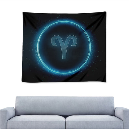 Blue Aries Zodiac Sign Print Tapestry