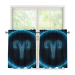 Blue Aries Zodiac Sign Print Tier Curtains