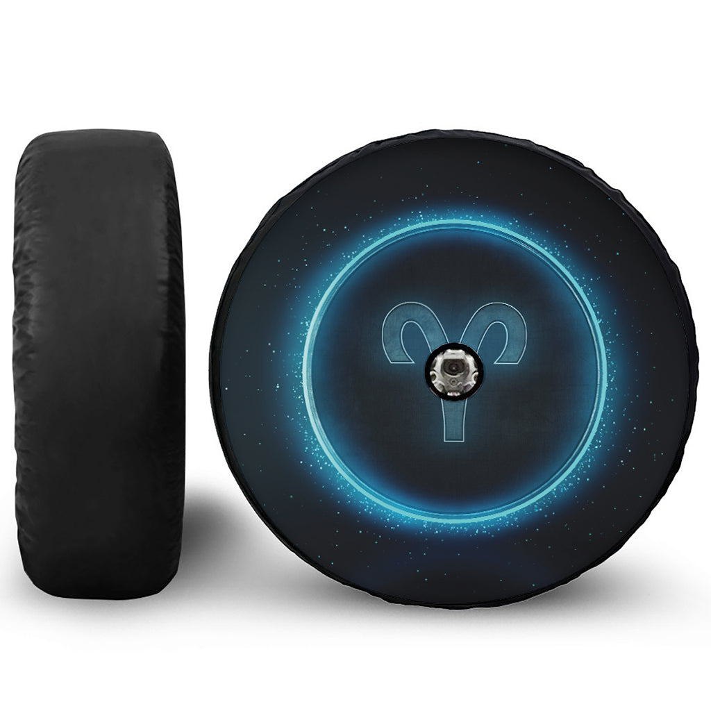 Blue Aries Zodiac Sign Print Tire Cover With Camera Hole