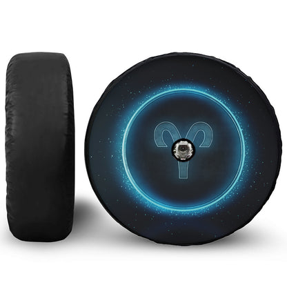 Blue Aries Zodiac Sign Print Tire Cover With Camera Hole