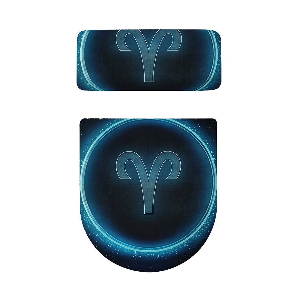 Blue Aries Zodiac Sign Print Toilet Lid And Tank Cover Set