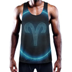 Blue Aries Zodiac Sign Print Training Tank Top