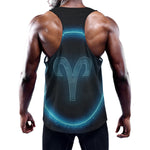 Blue Aries Zodiac Sign Print Training Tank Top