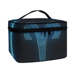 Blue Aries Zodiac Sign Print Travel Makeup Bag
