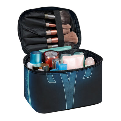 Blue Aries Zodiac Sign Print Travel Makeup Bag