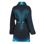Blue Aries Zodiac Sign Print Women's Bathrobe
