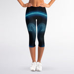 Blue Aries Zodiac Sign Print Women's Capri Leggings