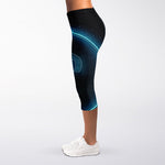 Blue Aries Zodiac Sign Print Women's Capri Leggings