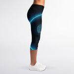 Blue Aries Zodiac Sign Print Women's Capri Leggings