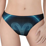 Blue Aries Zodiac Sign Print Women's Thong