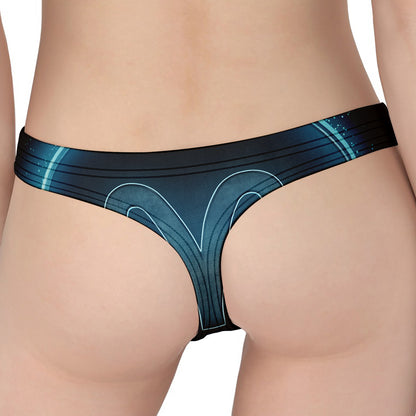 Blue Aries Zodiac Sign Print Women's Thong