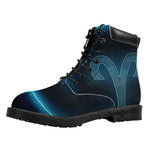 Blue Aries Zodiac Sign Print Work Boots